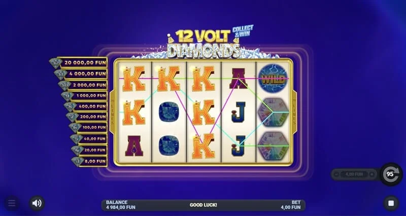 12 Volt Diamonds - główny ekran gry z siatką 5x4